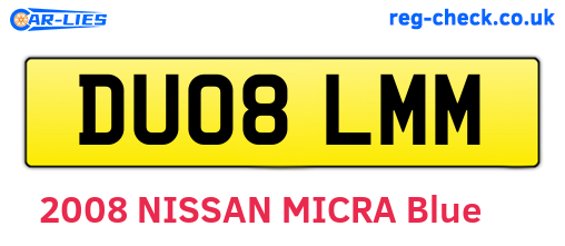 DU08LMM are the vehicle registration plates.