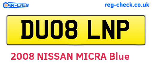 DU08LNP are the vehicle registration plates.