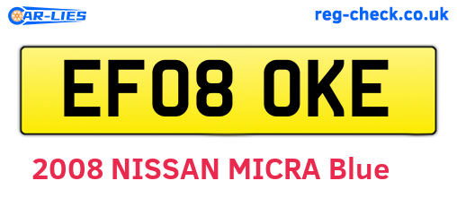 EF08OKE are the vehicle registration plates.