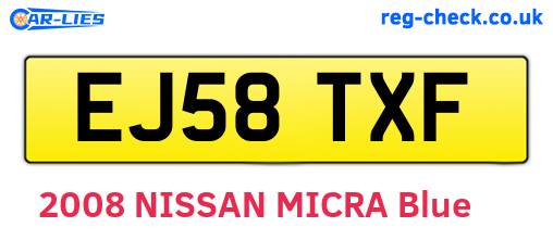 EJ58TXF are the vehicle registration plates.