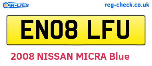 EN08LFU are the vehicle registration plates.