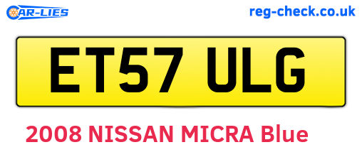 ET57ULG are the vehicle registration plates.