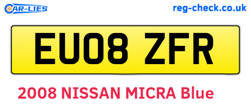 EU08ZFR are the vehicle registration plates.