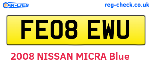 FE08EWU are the vehicle registration plates.