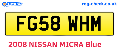 FG58WHM are the vehicle registration plates.