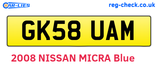 GK58UAM are the vehicle registration plates.