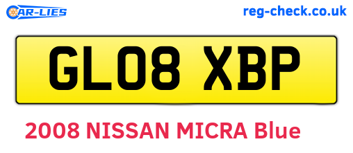 GL08XBP are the vehicle registration plates.