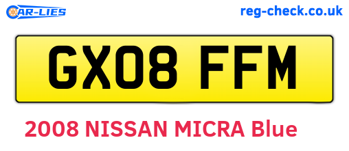 GX08FFM are the vehicle registration plates.
