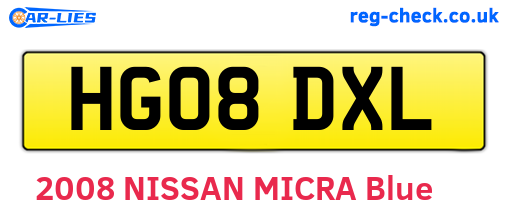HG08DXL are the vehicle registration plates.