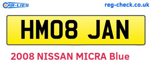 HM08JAN are the vehicle registration plates.
