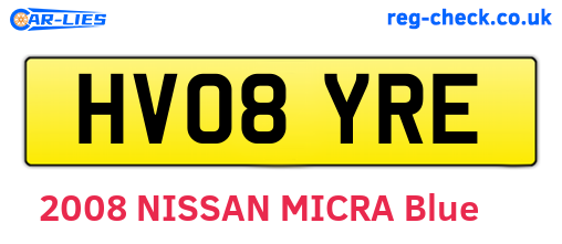 HV08YRE are the vehicle registration plates.