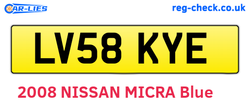 LV58KYE are the vehicle registration plates.