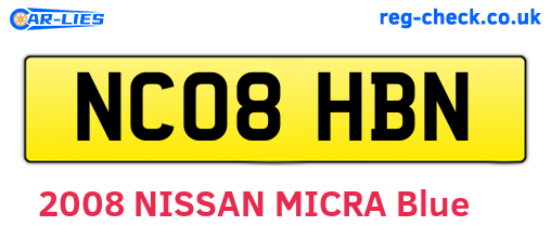 NC08HBN are the vehicle registration plates.