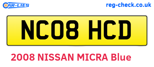 NC08HCD are the vehicle registration plates.