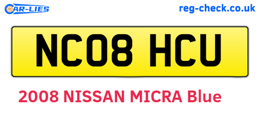 NC08HCU are the vehicle registration plates.