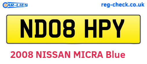 ND08HPY are the vehicle registration plates.