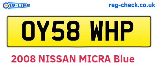 OY58WHP are the vehicle registration plates.