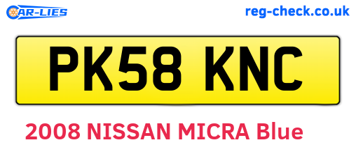 PK58KNC are the vehicle registration plates.