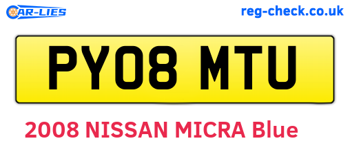 PY08MTU are the vehicle registration plates.