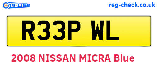 R33PWL are the vehicle registration plates.