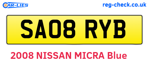 SA08RYB are the vehicle registration plates.