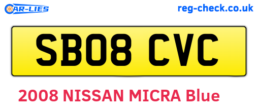 SB08CVC are the vehicle registration plates.