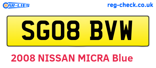 SG08BVW are the vehicle registration plates.