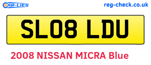 SL08LDU are the vehicle registration plates.