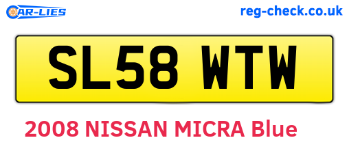 SL58WTW are the vehicle registration plates.