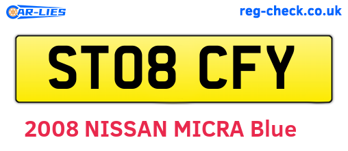 ST08CFY are the vehicle registration plates.
