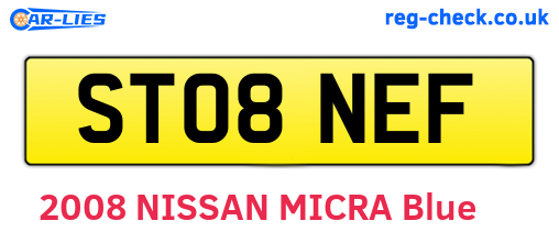ST08NEF are the vehicle registration plates.