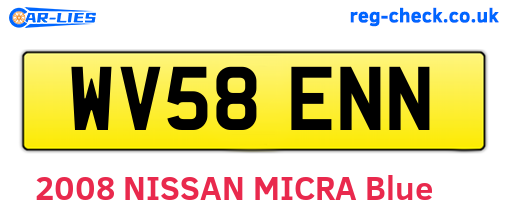 WV58ENN are the vehicle registration plates.