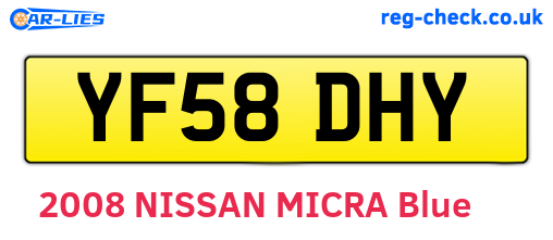 YF58DHY are the vehicle registration plates.