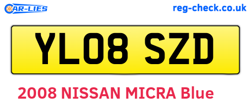 YL08SZD are the vehicle registration plates.