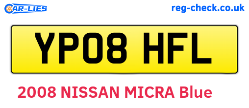 YP08HFL are the vehicle registration plates.