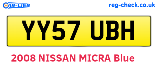 YY57UBH are the vehicle registration plates.