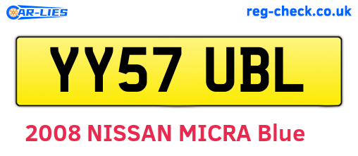 YY57UBL are the vehicle registration plates.