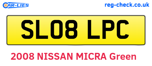 SL08LPC are the vehicle registration plates.