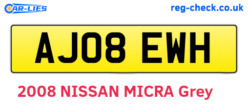 AJ08EWH are the vehicle registration plates.