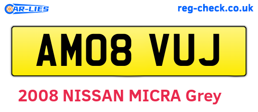 AM08VUJ are the vehicle registration plates.