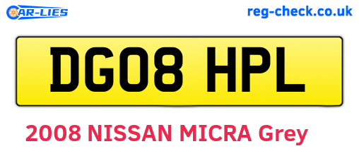 DG08HPL are the vehicle registration plates.