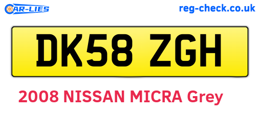 DK58ZGH are the vehicle registration plates.