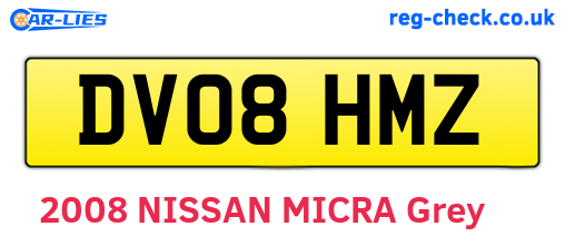 DV08HMZ are the vehicle registration plates.