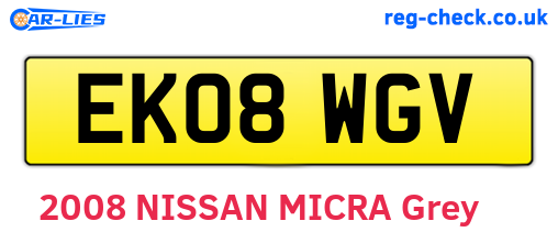 EK08WGV are the vehicle registration plates.
