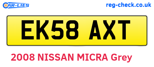 EK58AXT are the vehicle registration plates.