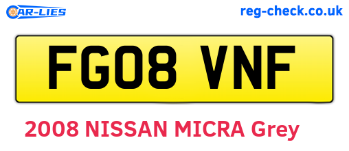 FG08VNF are the vehicle registration plates.