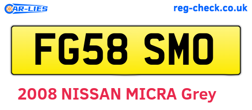 FG58SMO are the vehicle registration plates.