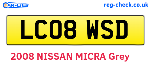 LC08WSD are the vehicle registration plates.