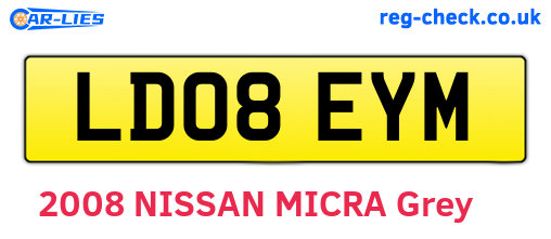 LD08EYM are the vehicle registration plates.