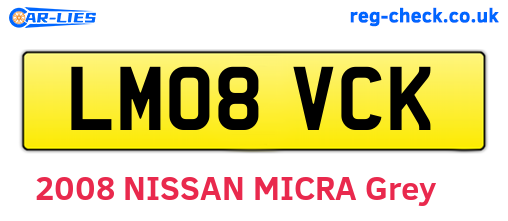 LM08VCK are the vehicle registration plates.